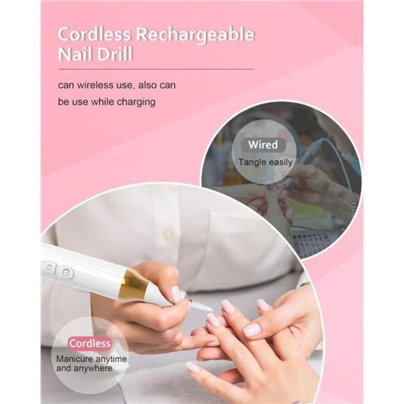 Nail Drill,Cordless Electric Files for Gel Nails E-File Manicure Kit Women - Picture 6 of 7